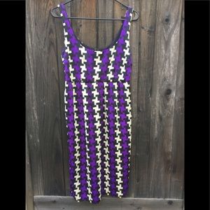 Lush sleeveless dress, sz S. Purple, cream, blk